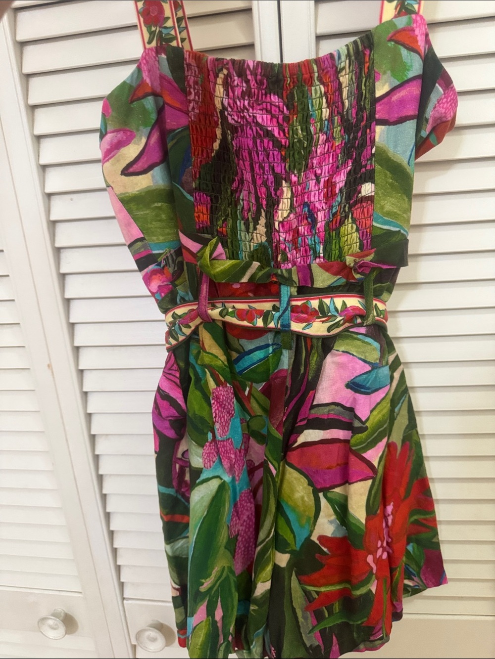 FARM Rio Multicolor Floral Tie-Waist Romper (Pink, Green, Red, Cream) - Picture 8 of 9